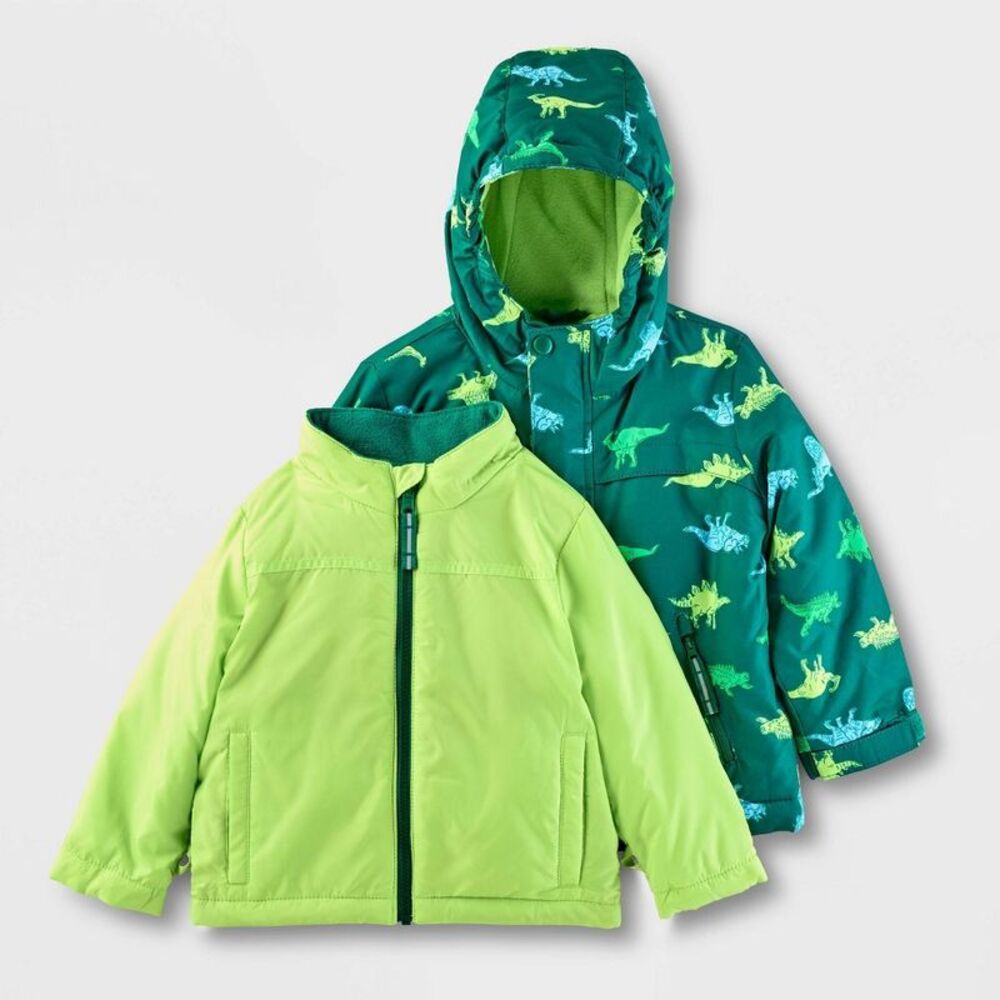 Baby 3-in-1 Snowplay Jacket - Cat & Jack Green 12M - Picture 3 of 4